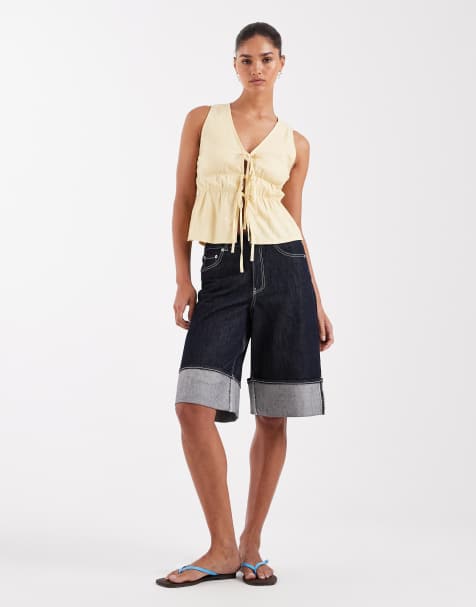 JJXX - Tokyo - Brede jorts med opsmøg i mørk denim - Del af sæt - view 1