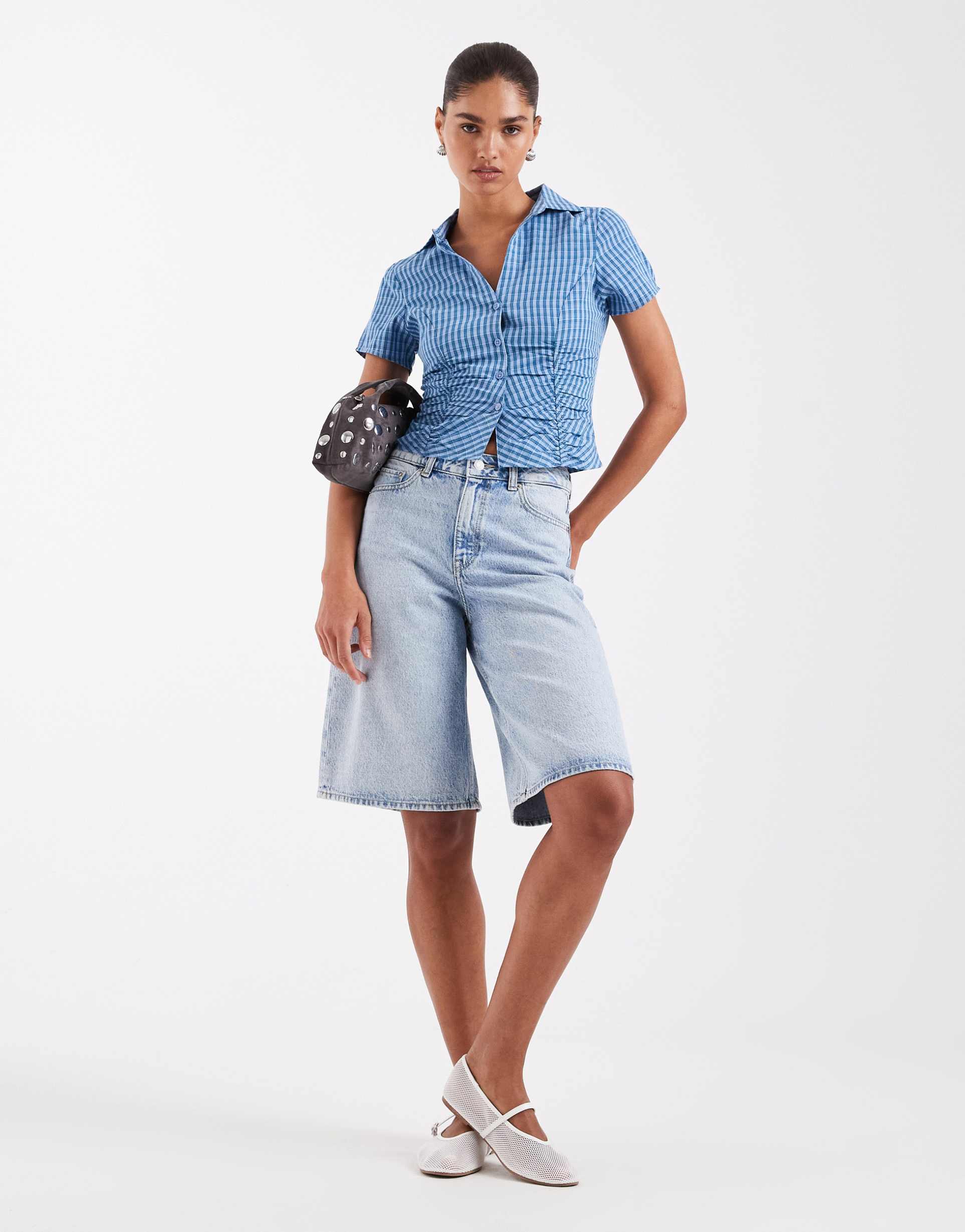 jjxx tokyo denim jorts in light blue