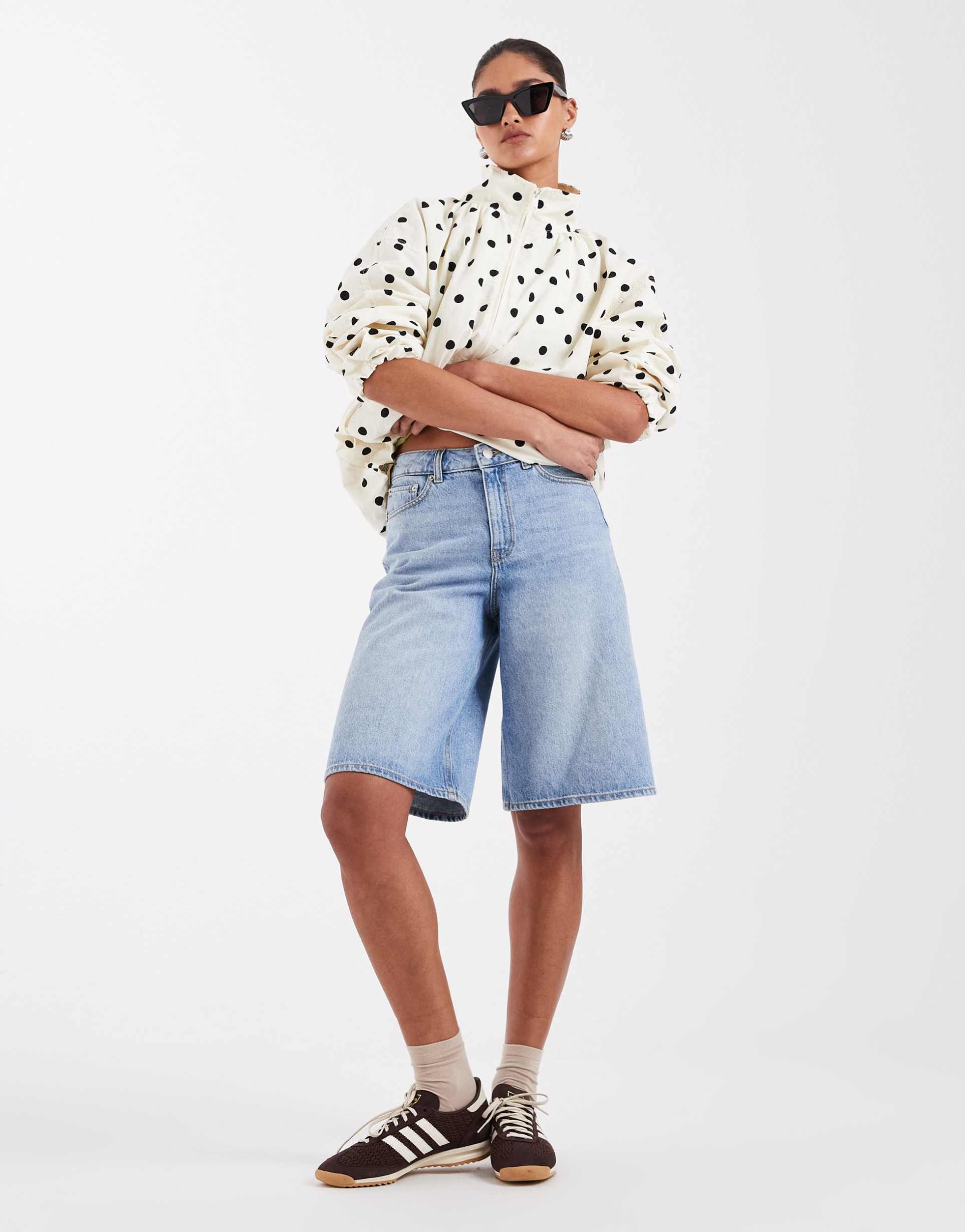jjxx tokyo denim jorts in mid blue