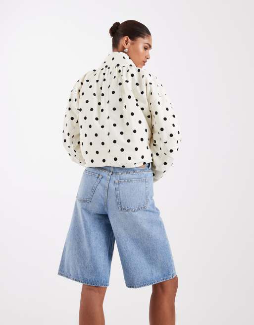 JJXX Tokyo denim jorts in mid blue, 4 of 5