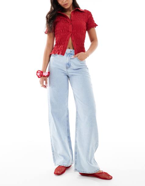 JJXX Tokyo high waisted wide leg in light blue wash - view 1
