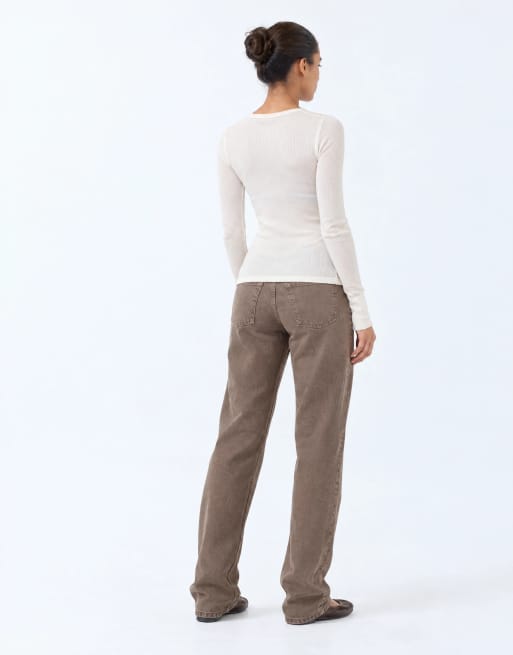 JJXX Tokyo high waisted wide leg jeans in beige, 7 of 9