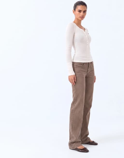 JJXX Tokyo high waisted wide leg jeans in beige, 8 of 9