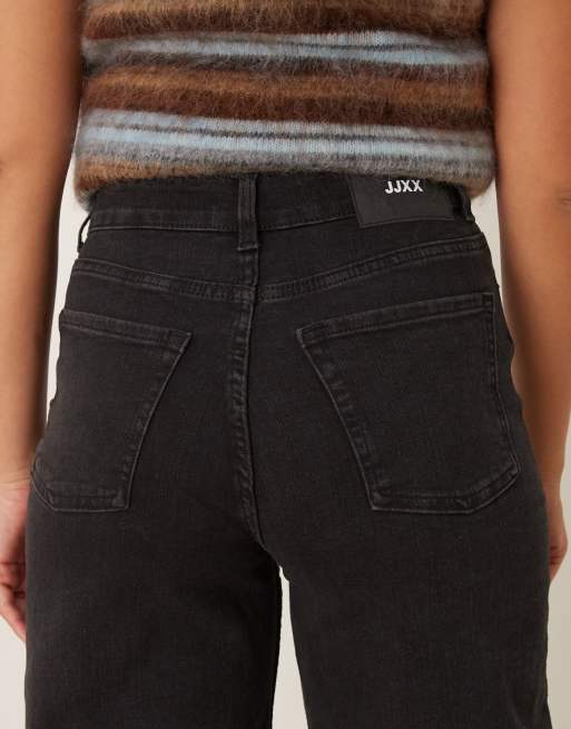 JJXX Tokyo high waisted wide leg jeans in black | ASOS