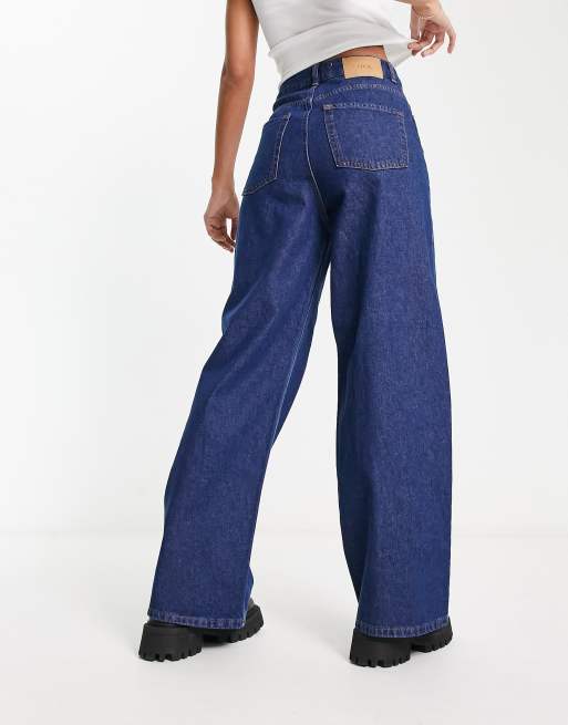 JJXX Tokyo high waisted wide leg jeans in dark blue | ASOS