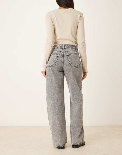 JJXX Tokyo high waisted wide leg jeans in gray acid wash | ASOS