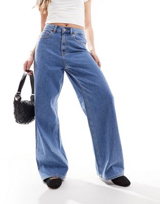 JJXX Tokyo high waisted wide leg jeans in mid blue | ASOS