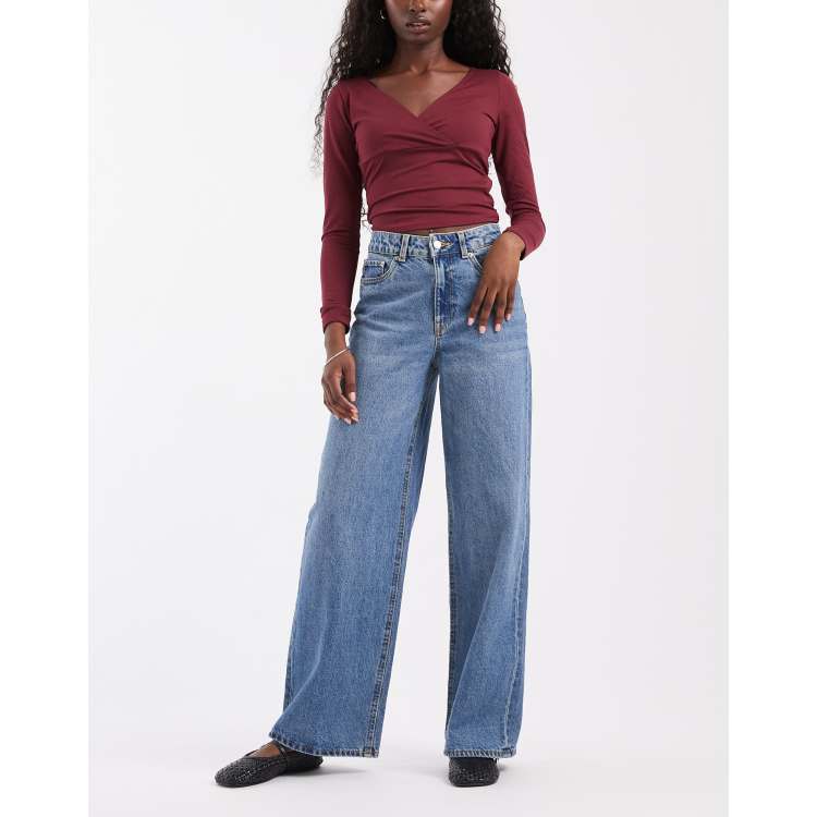 JJXX Tokyo high waisted wide leg jeans in washed blue | ASOS