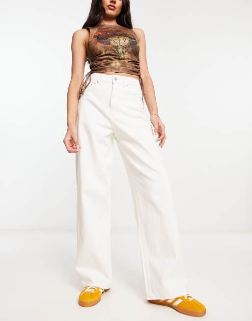 JJXX Tokyo high waisted wide leg jeans in grey acid wash | ASOS