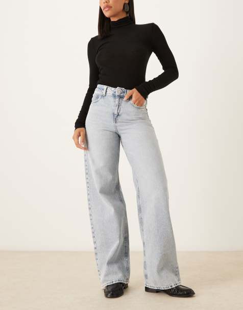 JJXX Tokyo wide fit jeans in bleached blue wash