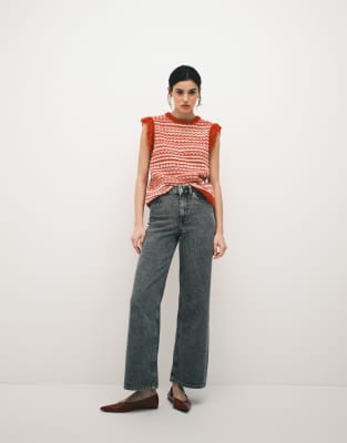 Tokyo - Jean large à taille haute - Gris délavé W31 L34