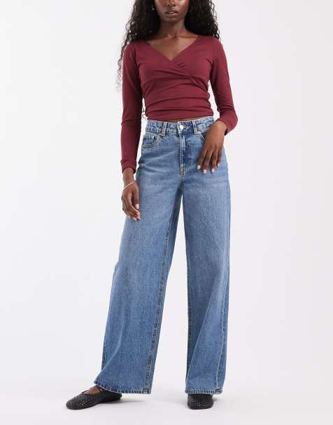 JJXX Tokyo jeans a vita alta a gamba larga in blu slavato - view 1