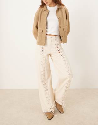 JJXX - Tokyo - Jeans in Cremeweiß mit Schnürung