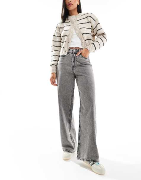 JJXX – Tokyo – Jeans in grauer Acid-Waschung mit hohem Bund und weitem Schnitt - view 1