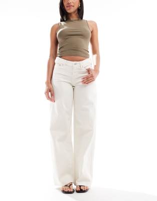 JJXX - Tokyo - Jeans in Wollweiß mit weitem Schnitt und niedrigem Bund