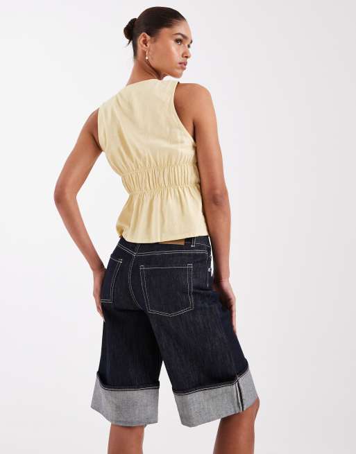 JJXX - Tokyo - Jort ample d'ensemble en jean à revers - Denim foncé, 2 de 5