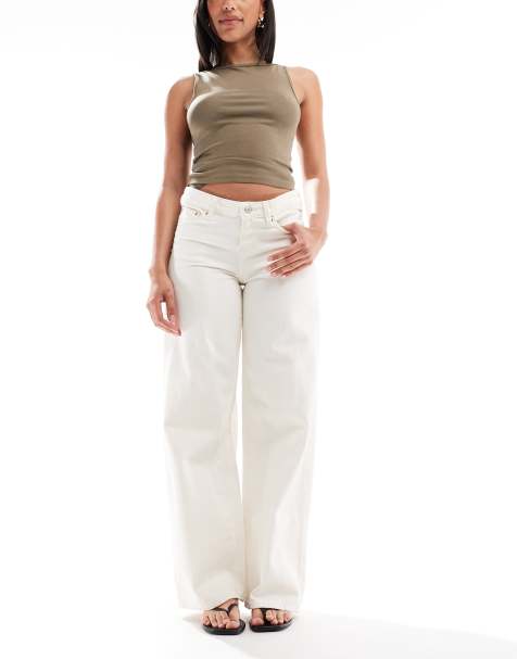 JJXX Tokyo low rise wide fit jeans in off white - view 1