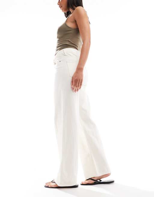 JJXX Tokyo low rise wide fit jeans in off white | ASOS