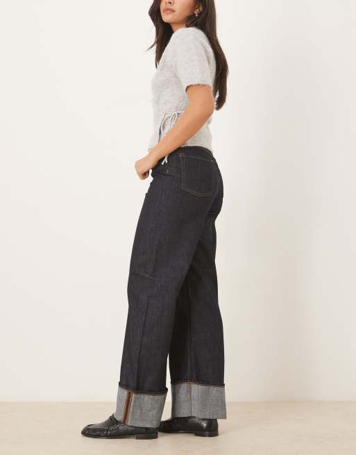 JJXX - Tokyo - Mørkeblå jeans med brede ben og opsmøgede buksekanter, 2 af 5