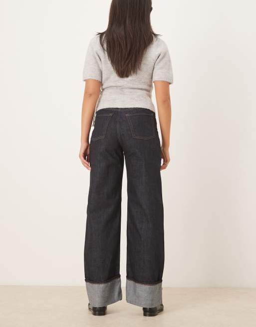 JJXX - Tokyo - Mørkeblå jeans med brede ben og opsmøgede buksekanter, 3 af 5