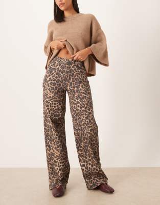 JJXX - Tokyo - Weit geschnittene Jeans mit Leopardenmuster-Bunt