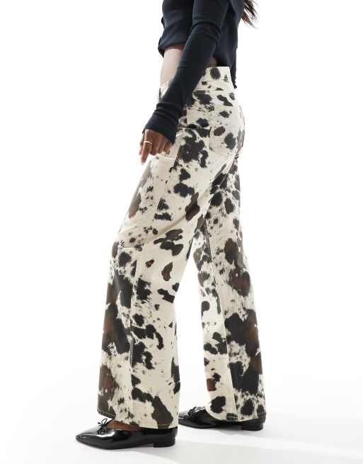 JJXX Tokyo wide fit jeans in cow print | ASOS