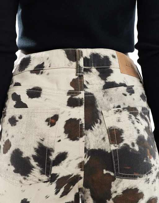 JJXX Tokyo wide fit jeans in cow print | ASOS