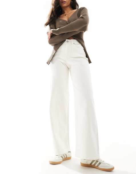 JJXX Tokyo wide fit jeans in off white - view 1