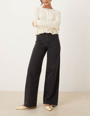 JJXX - Tokyo - Wide-Fit-Jeans in schwarzer Waschung