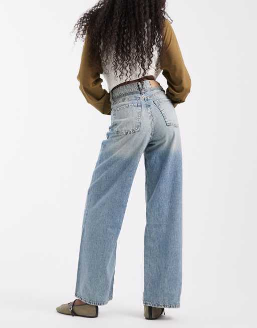 JJXX Tokyo wide fit jeans with drawstring belt in light blue wash, 3 of 5