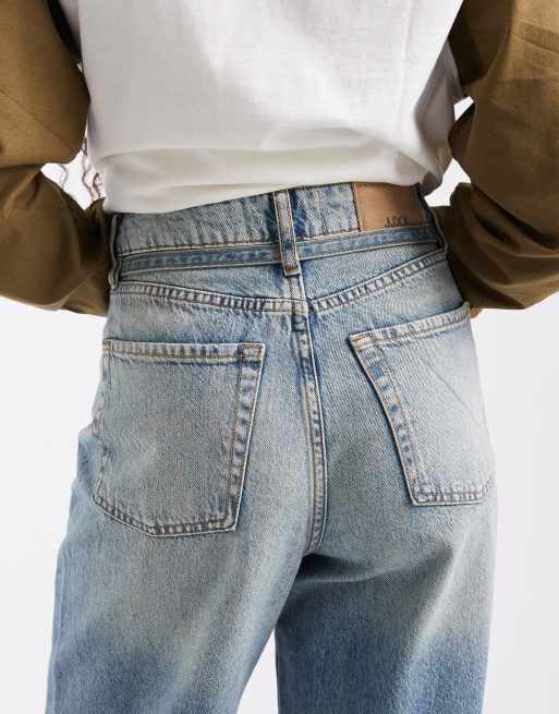 JJXX Tokyo wide fit jeans with drawstring belt in light blue wash, 5 of 5