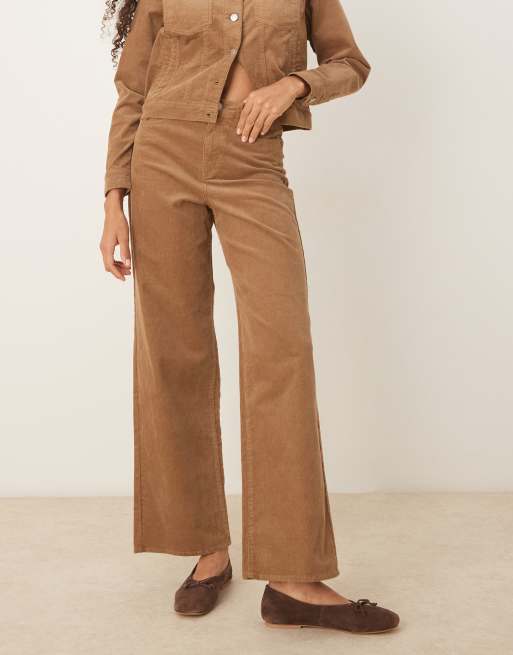 jo jo様 JJXX Tokyo wide fit pants in brown cord | ASOS