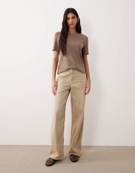 JJXX Tokyo wide leg jeans in cream - view 1