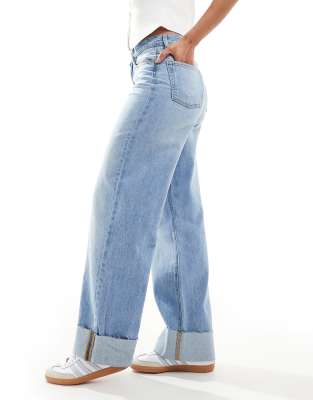 【Anyone more】Seni Light Blue Strap Wide Denim Pants 207259079-1-lightbluedenim