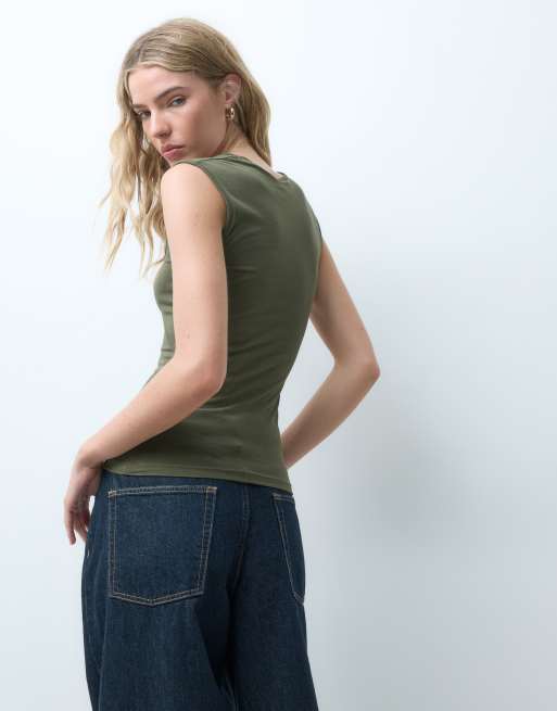 JJXX top à encolure carrée vert olive, 2 de 4