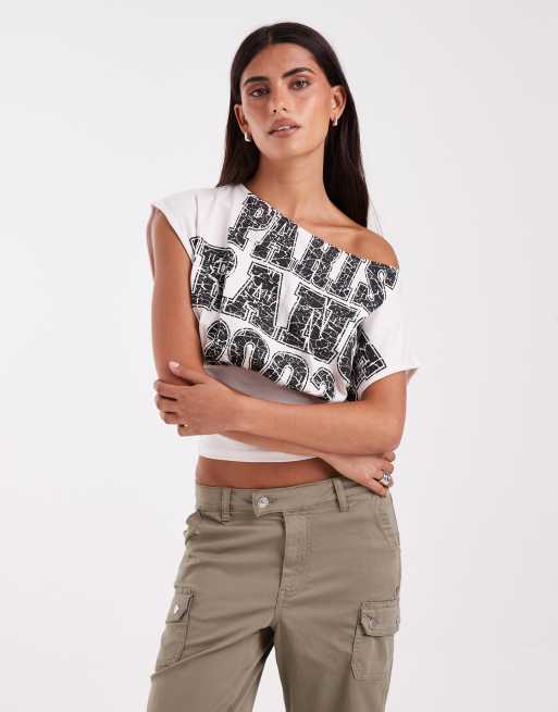 JJXX top cintré à la taille imprimé Paris en blanc, 4 de 4