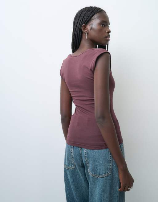 JJXX top con scollo quadrato color fudge brown, 3 di 4