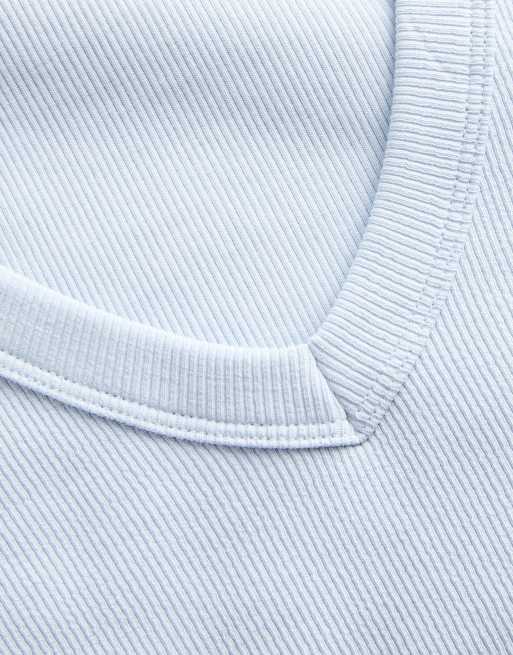 JJXX top elasticizzato aderente con scollo a V e maniche a 3/4 blu, 4 di 7