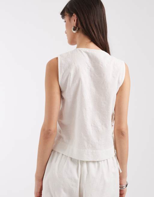 JJXX - Top met strikdetail in wit, deel van co-ord set, 4 van 4