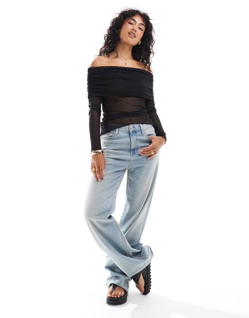 JJXX - Top van mesh met blote schouders in zwart, 2 van 4