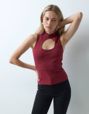 Jjxx Top With Keyhole Detail In Red