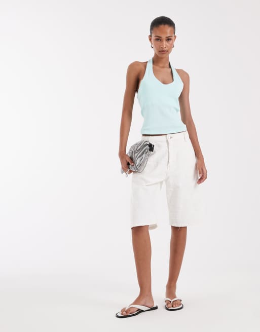 JJXX top z dekoltem typu halter w jasnym aqua, 3 z 4