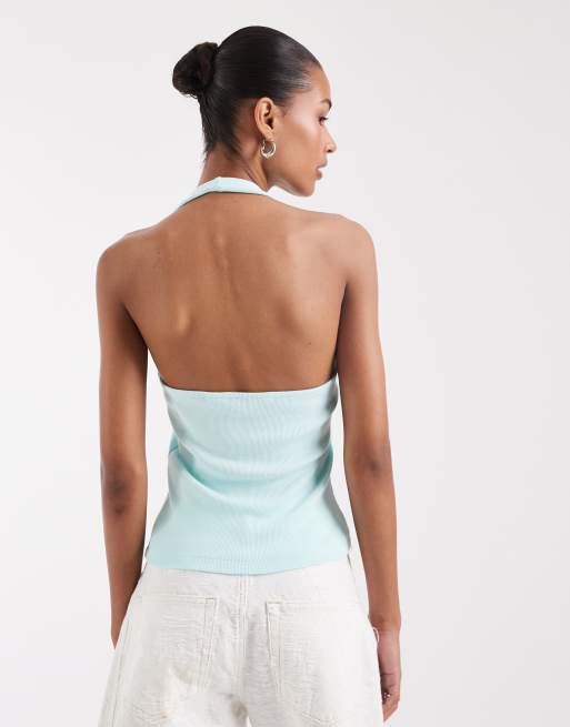 JJXX top z dekoltem typu halter w jasnym aqua, 4 z 4