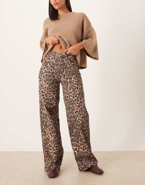 JJXX Toyko wide fit jeans in leopard print