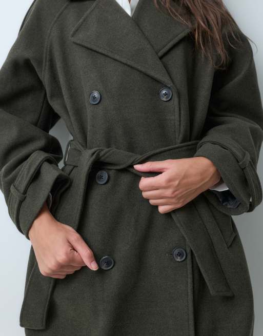 JJXX trench-coat effet laine kaki, 5 de 5