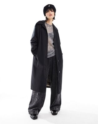 JJXX longline trench coat in black - ASOS Price Checker