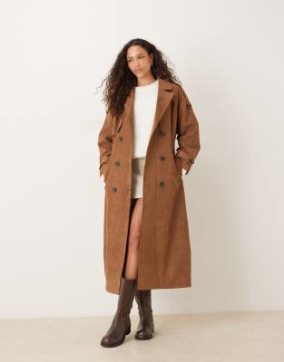 JJXX - Trenchcoat aus Wildlederimitat in Braun-Brown