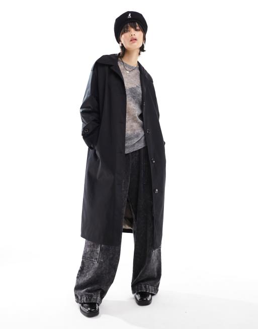 JJXX - Trenchcoat met lange pasvorm in zwart