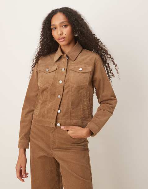 JJXX - Truckerjack van corduroy in bruin, deel van co-ord set - view 1