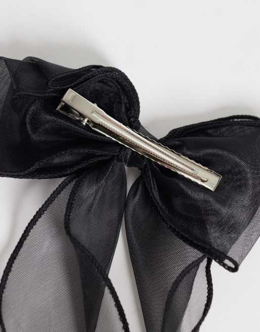 JJXX tulle bow hairclip in black, 2 of 3